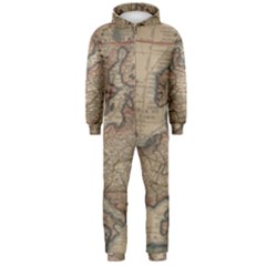 Vintage Europe Map Hooded Jumpsuit (men)