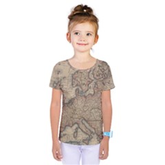 Vintage Europe Map Kids  One Piece Tee