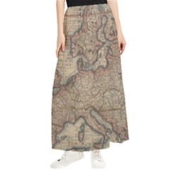 Vintage Europe Map Maxi Chiffon Skirt by Sudheng