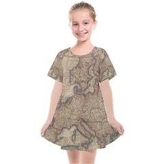 Vintage Europe Map Kids  Smock Dress by Sudheng