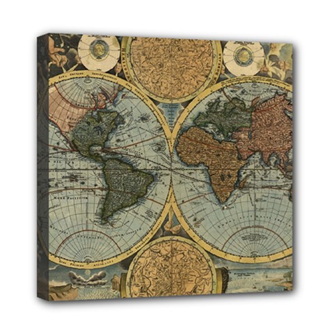 Vintage World Map Mini Canvas 8  X 8  (stretched) by Sudheng