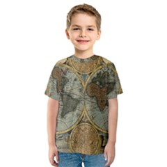 Vintage World Map Kids  Sport Mesh Tee