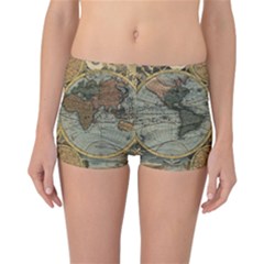 Vintage World Map Reversible Boyleg Bikini Bottoms