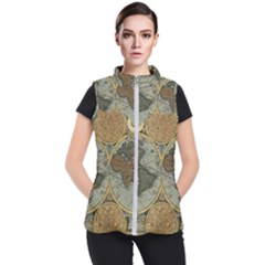 Vintage World Map Women s Puffer Vest