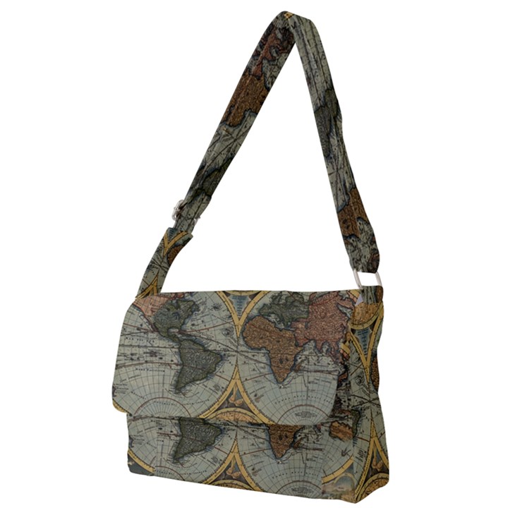 Vintage World Map Full Print Messenger Bag (L)