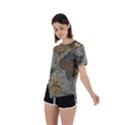 Vintage World Map Asymmetrical Short Sleeve Sports Tee View2