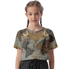 Vintage World Map Kids  Basic Tee