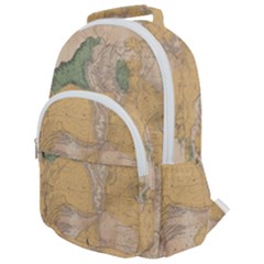 Vintage World Map Physical Geography Rounded Multi Pocket Backpack by Sudheng