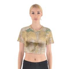 Vintage World Map Physical Geography Cotton Crop Top by Sudheng