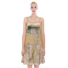 Vintage World Map Physical Geography Spaghetti Strap Velvet Dress