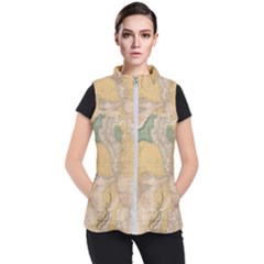 Vintage World Map Physical Geography Women s Puffer Vest