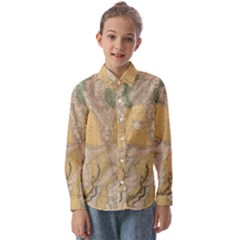 Vintage World Map Physical Geography Kids  Long Sleeve Shirt by Sudheng