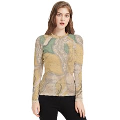 Vintage World Map Physical Geography Women s Long Sleeve Rash Guard by Sudheng