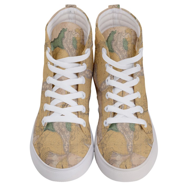 Vintage World Map Physical Geography Men s Hi-Top Skate Sneakers