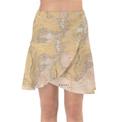 Vintage World Map Physical Geography Wrap Front Skirt by Sudheng