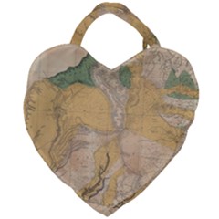 Vintage World Map Physical Geography Giant Heart Shaped Tote by Sudheng