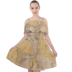 Vintage World Map Physical Geography Cut Out Shoulders Chiffon Dress by Sudheng