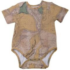 Vintage World Map Physical Geography Baby Short Sleeve Bodysuit by Sudheng