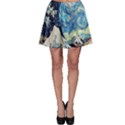 The Great Wave Of Kanagawa Painting Starry Night Van Gogh Skater Skirt View1