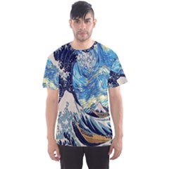 The Great Wave Of Kanagawa Painting Starry Night Van Gogh Men s Sport Mesh Tee