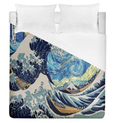 The Great Wave Of Kanagawa Painting Starry Night Van Gogh Duvet Cover (queen Size) by Sudheng