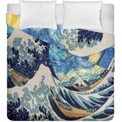 The Great Wave Of Kanagawa Painting Starry Night Van Gogh Duvet Cover Double Side (king Size) by Sudheng