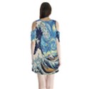 The Great Wave Of Kanagawa Painting Starry Night Van Gogh Shoulder Cutout Velvet One Piece View2