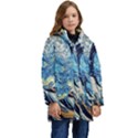 The Great Wave Of Kanagawa Painting Starry Night Van Gogh Kid s Hooded Longline Puffer Jacket View1