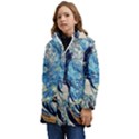 The Great Wave Of Kanagawa Painting Starry Night Van Gogh Kid s Hooded Longline Puffer Jacket View3