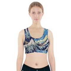 The Great Wave Of Kanagawa Painting Starry Night Van Gogh Sports Bra With Pocket by Sudheng