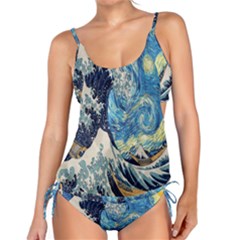 The Great Wave Of Kanagawa Painting Starry Night Van Gogh Tankini Set by Sudheng