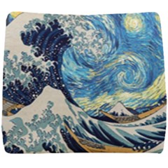 The Great Wave Of Kanagawa Painting Starry Night Van Gogh Seat Cushion by Sudheng