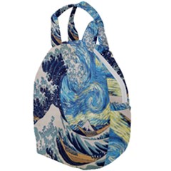 The Great Wave Of Kanagawa Painting Starry Night Van Gogh Travel Backpacks by Sudheng