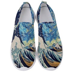 The Great Wave Of Kanagawa Painting Starry Night Van Gogh Men s Slip On Sneakers