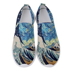 The Great Wave Of Kanagawa Painting Starry Night Van Gogh Women s Slip On Sneakers