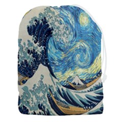 The Great Wave Of Kanagawa Painting Starry Night Van Gogh Drawstring Pouch (3xl) by Sudheng