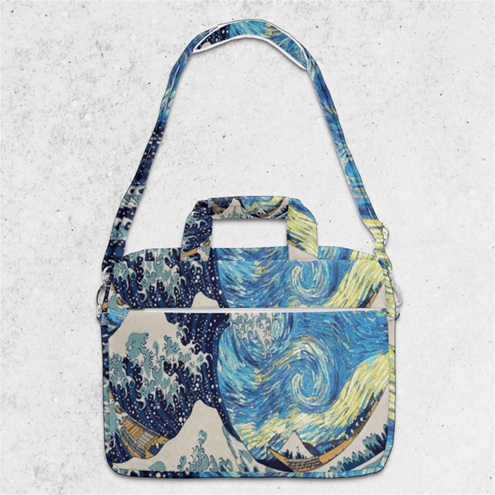 The Great Wave Of Kanagawa Painting Starry Night Van Gogh MacBook Pro 13  Shoulder Laptop Bag 