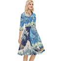 The Great Wave Of Kanagawa Painting Starry Night Van Gogh Classy Knee Length Dress View2