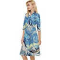 The Great Wave Of Kanagawa Painting Starry Night Van Gogh Classy Knee Length Dress View3