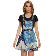 The Great Wave Of Kanagawa Painting Starry Night Van Gogh Apron Dress by Sudheng