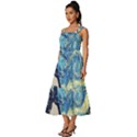 The Great Wave Of Kanagawa Painting Starry Night Van Gogh Square Neckline Tiered Midi Dress View2