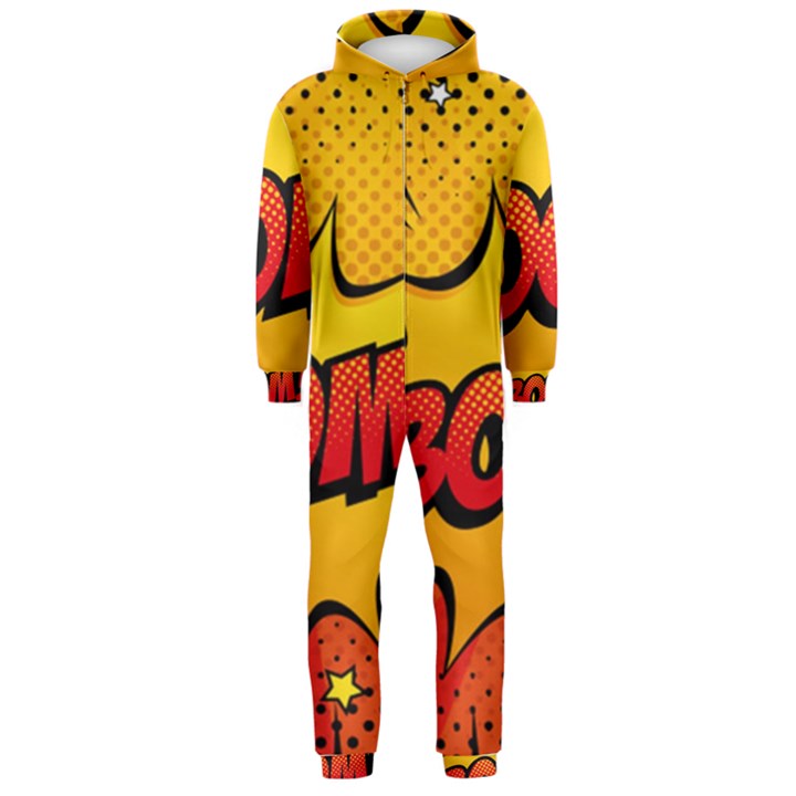 Explosion Boom Pop Art Style Hooded Jumpsuit (Men)