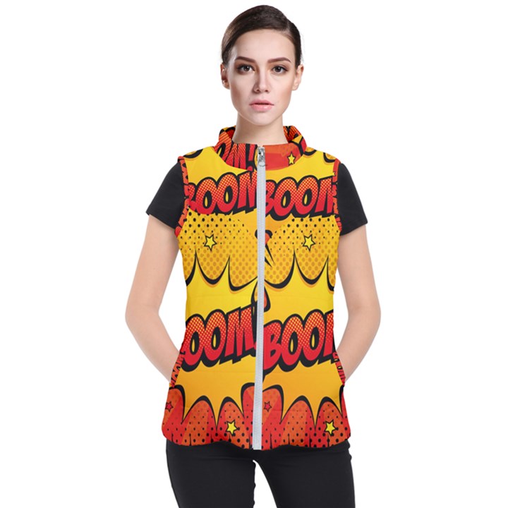 Explosion Boom Pop Art Style Women s Puffer Vest