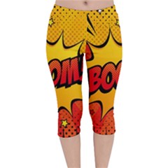 Explosion Boom Pop Art Style Velvet Capri Leggings  by Sudheng