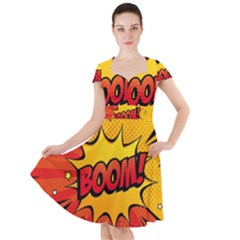 Explosion Boom Pop Art Style Cap Sleeve Midi Dress by Sudheng