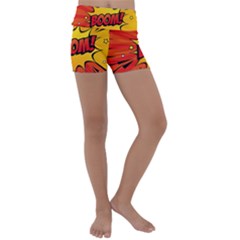 Explosion Boom Pop Art Style Kids  Lightweight Velour Yoga Shorts by Sudheng