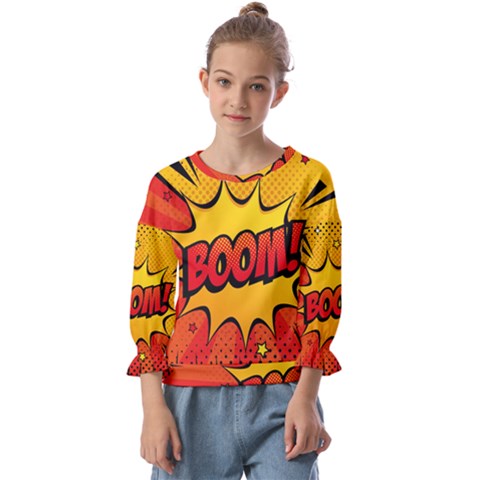 Explosion Boom Pop Art Style Kids  Cuff Sleeve Top by Sudheng