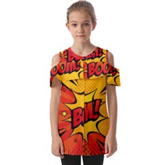 Explosion Boom Pop Art Style Fold Over Open Sleeve Top by Sudheng