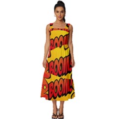 Explosion Boom Pop Art Style Square Neckline Tiered Midi Dress by Sudheng