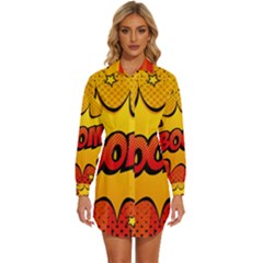 Explosion Boom Pop Art Style Womens Long Sleeve Shirt Dress